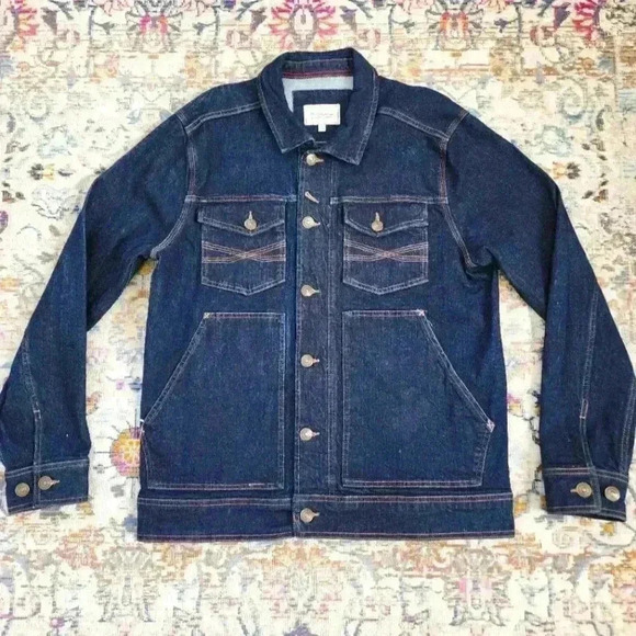 Blue Ranchwear Men's Denim Dark Blue Jean Jacket, sz LG - Picture 4 of 12
